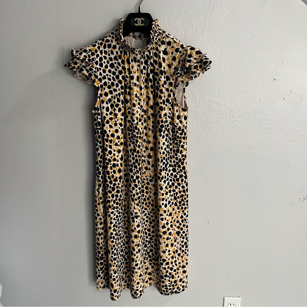 Ann Taylor Factory NWT Mock Neck Cheetah Print Shift Dress XS - Picture 3 of 14